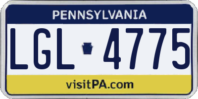 PA license plate LGL4775