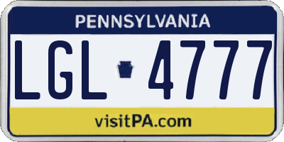 PA license plate LGL4777