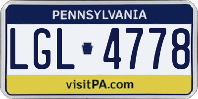 PA license plate LGL4778