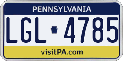 PA license plate LGL4785