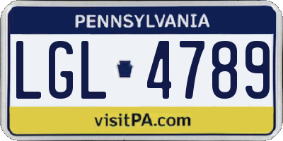 PA license plate LGL4789