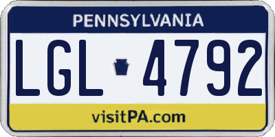 PA license plate LGL4792