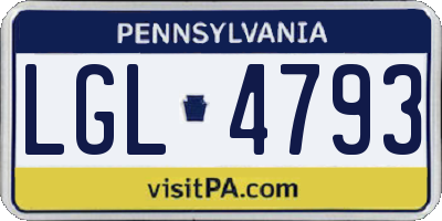 PA license plate LGL4793