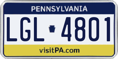 PA license plate LGL4801