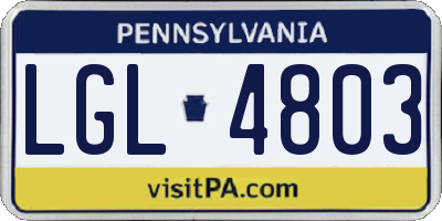 PA license plate LGL4803