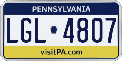 PA license plate LGL4807