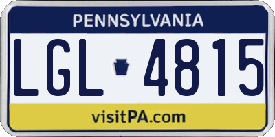 PA license plate LGL4815