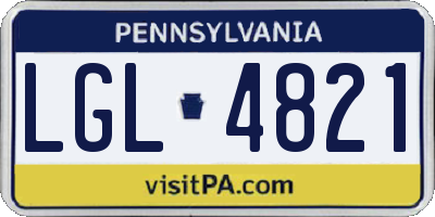 PA license plate LGL4821