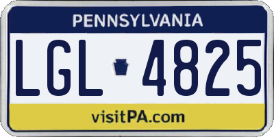 PA license plate LGL4825