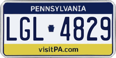 PA license plate LGL4829