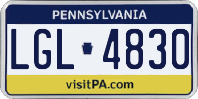 PA license plate LGL4830