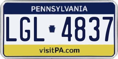 PA license plate LGL4837