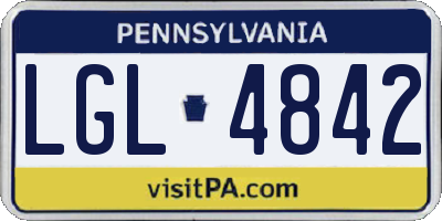 PA license plate LGL4842