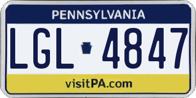 PA license plate LGL4847
