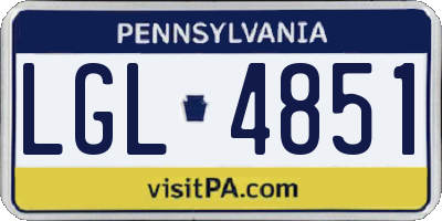 PA license plate LGL4851
