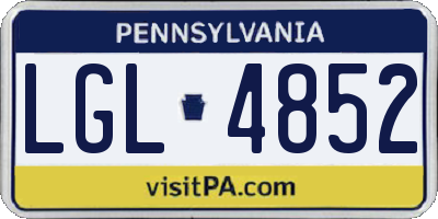 PA license plate LGL4852