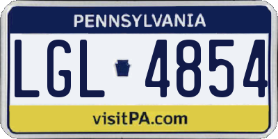 PA license plate LGL4854