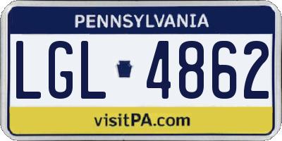 PA license plate LGL4862