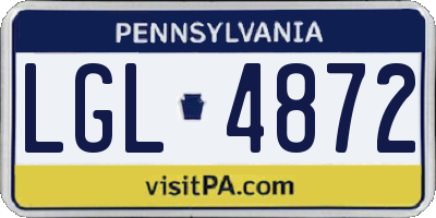 PA license plate LGL4872
