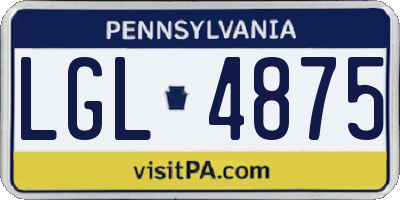 PA license plate LGL4875
