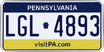 PA license plate LGL4893