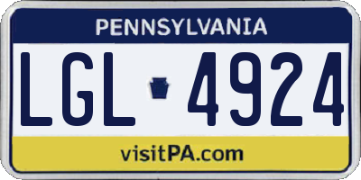 PA license plate LGL4924