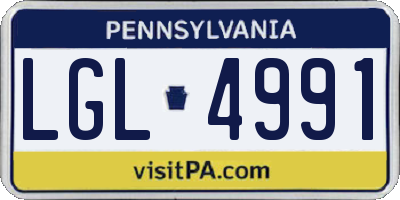 PA license plate LGL4991