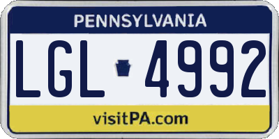 PA license plate LGL4992