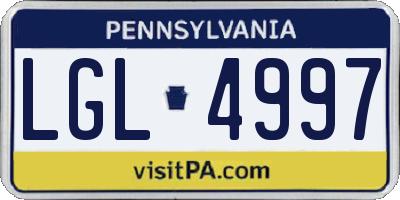 PA license plate LGL4997