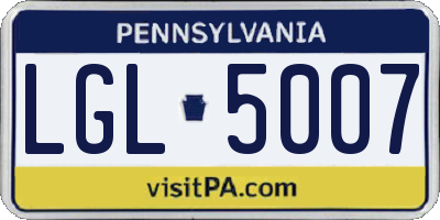 PA license plate LGL5007