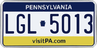 PA license plate LGL5013