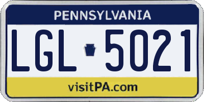 PA license plate LGL5021