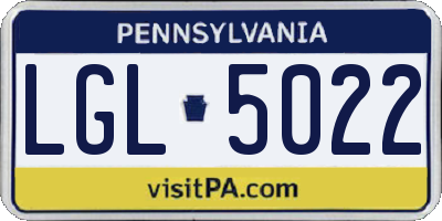 PA license plate LGL5022