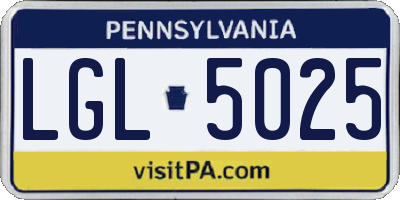 PA license plate LGL5025