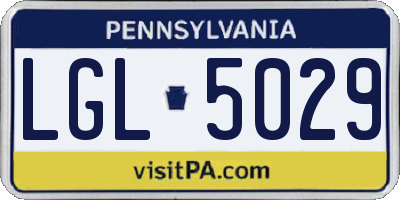 PA license plate LGL5029