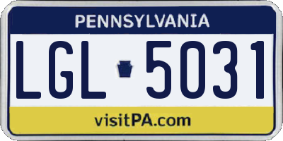 PA license plate LGL5031