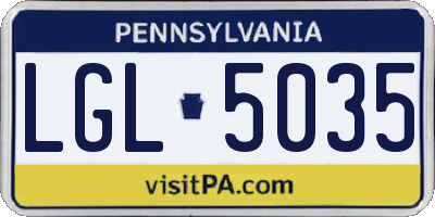 PA license plate LGL5035