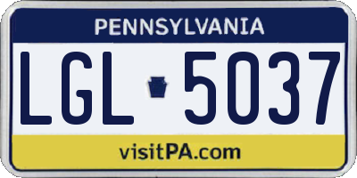 PA license plate LGL5037