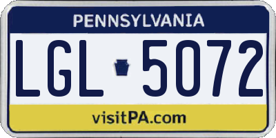 PA license plate LGL5072