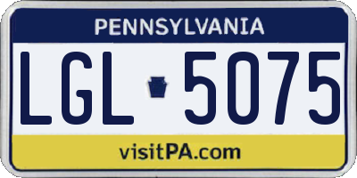 PA license plate LGL5075