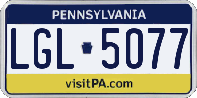 PA license plate LGL5077