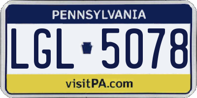 PA license plate LGL5078