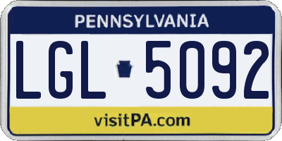 PA license plate LGL5092