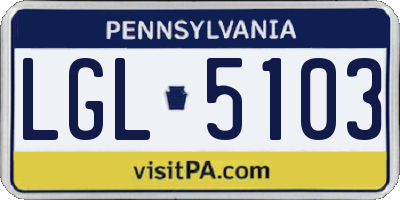 PA license plate LGL5103