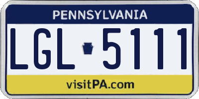 PA license plate LGL5111