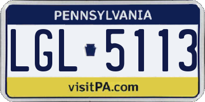 PA license plate LGL5113