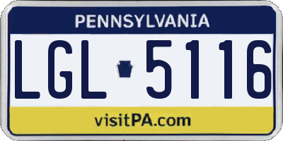 PA license plate LGL5116