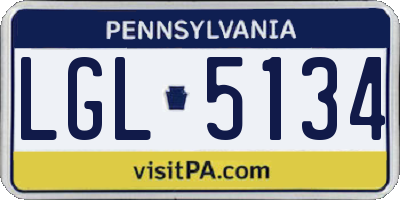 PA license plate LGL5134