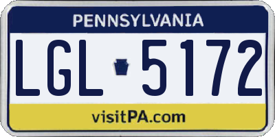 PA license plate LGL5172