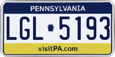 PA license plate LGL5193